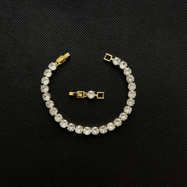 Pulsera tennis dorada con circonia cúbica brillante | Estilo clásico y elegante