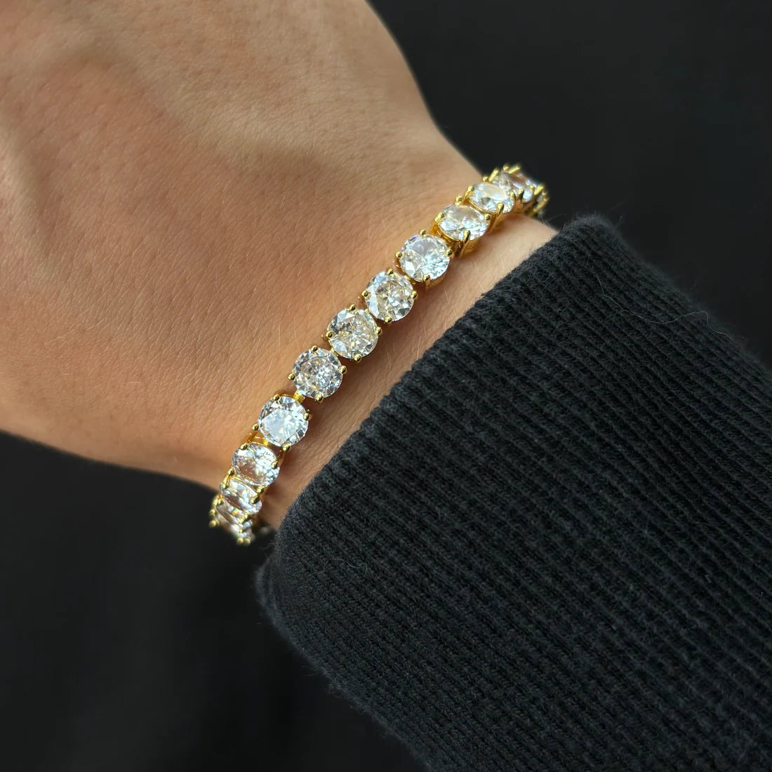 Pulsera tennis dorada con circonia cúbica brillante | Estilo clásico y elegante